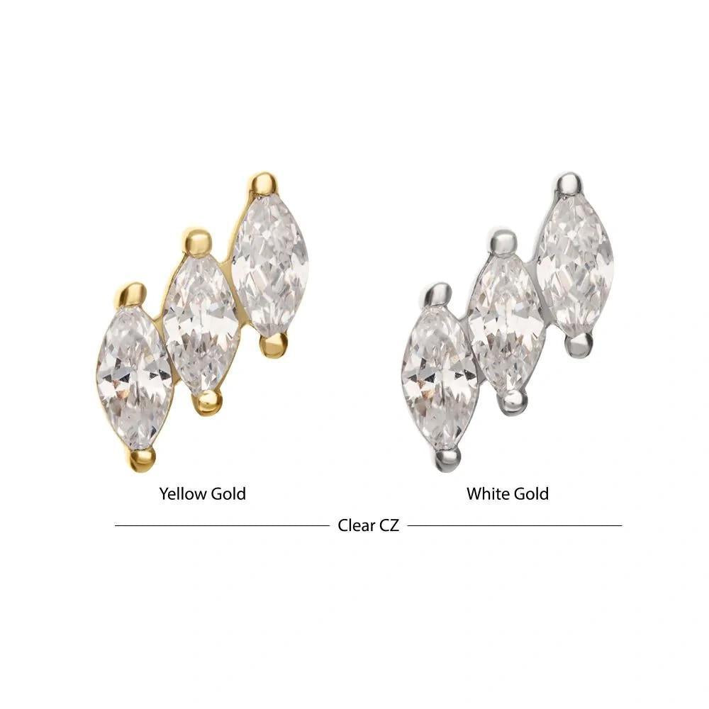 Invictus | 14k gold | 3-cluster Staggered Marquise | CZ