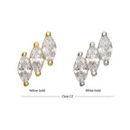 Invictus | 14k gold | 3-cluster Staggered Marquise | CZ