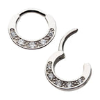 Invictus | 14k white gold | Prong Set 5 CZ | Front Facing Hinged Hoop| Cubic Zirconia