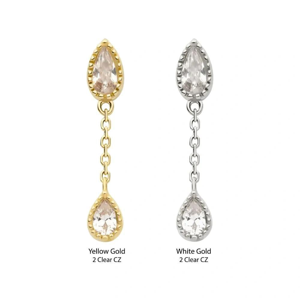 Invictus | 14k gold | Tear Drop Dangle | CZ