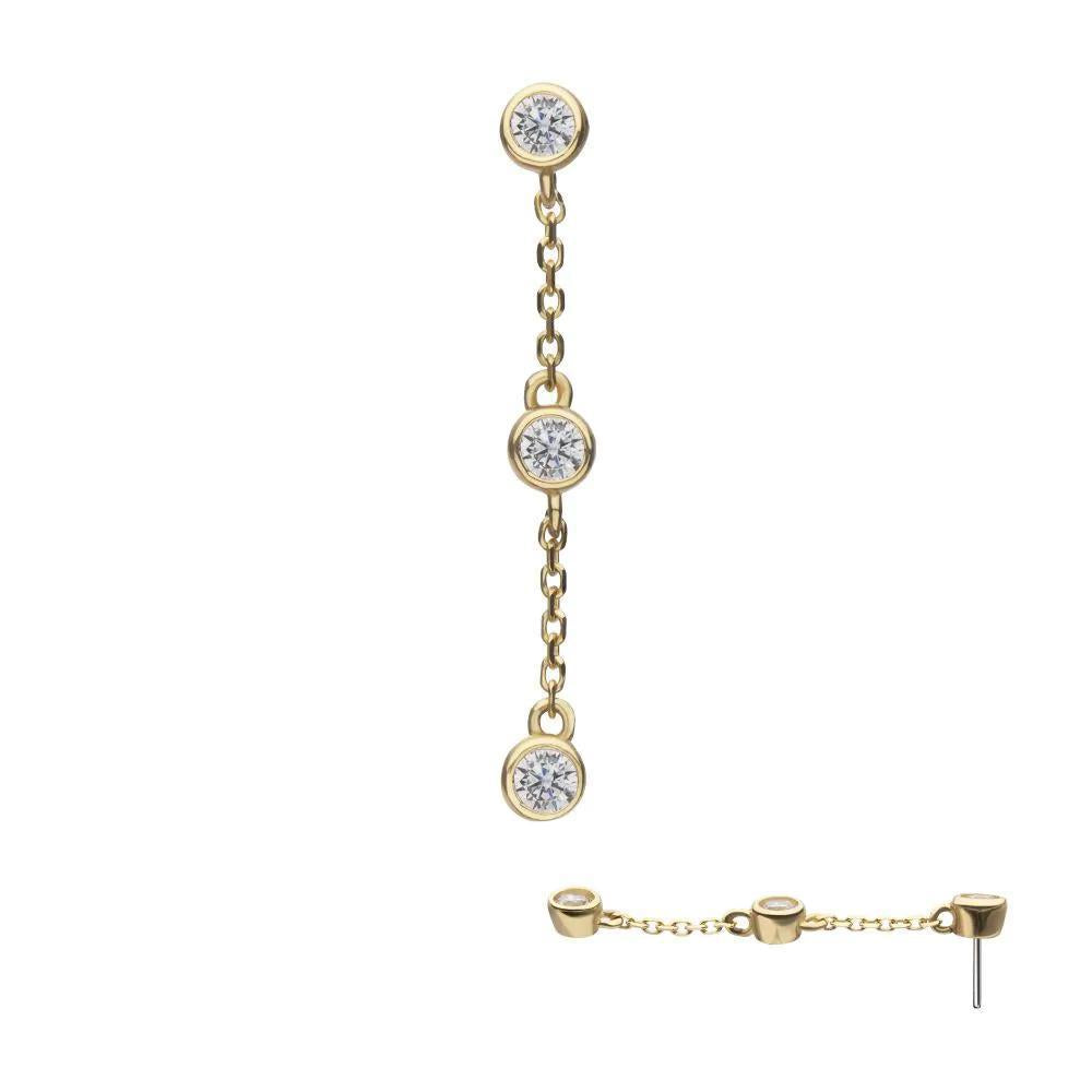 Invictus | 14k gold | Triple Bezel Dangle | CZ