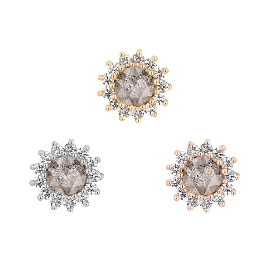Buddha | 14k gold | Delphine | Grey Diamond + White Sapphire