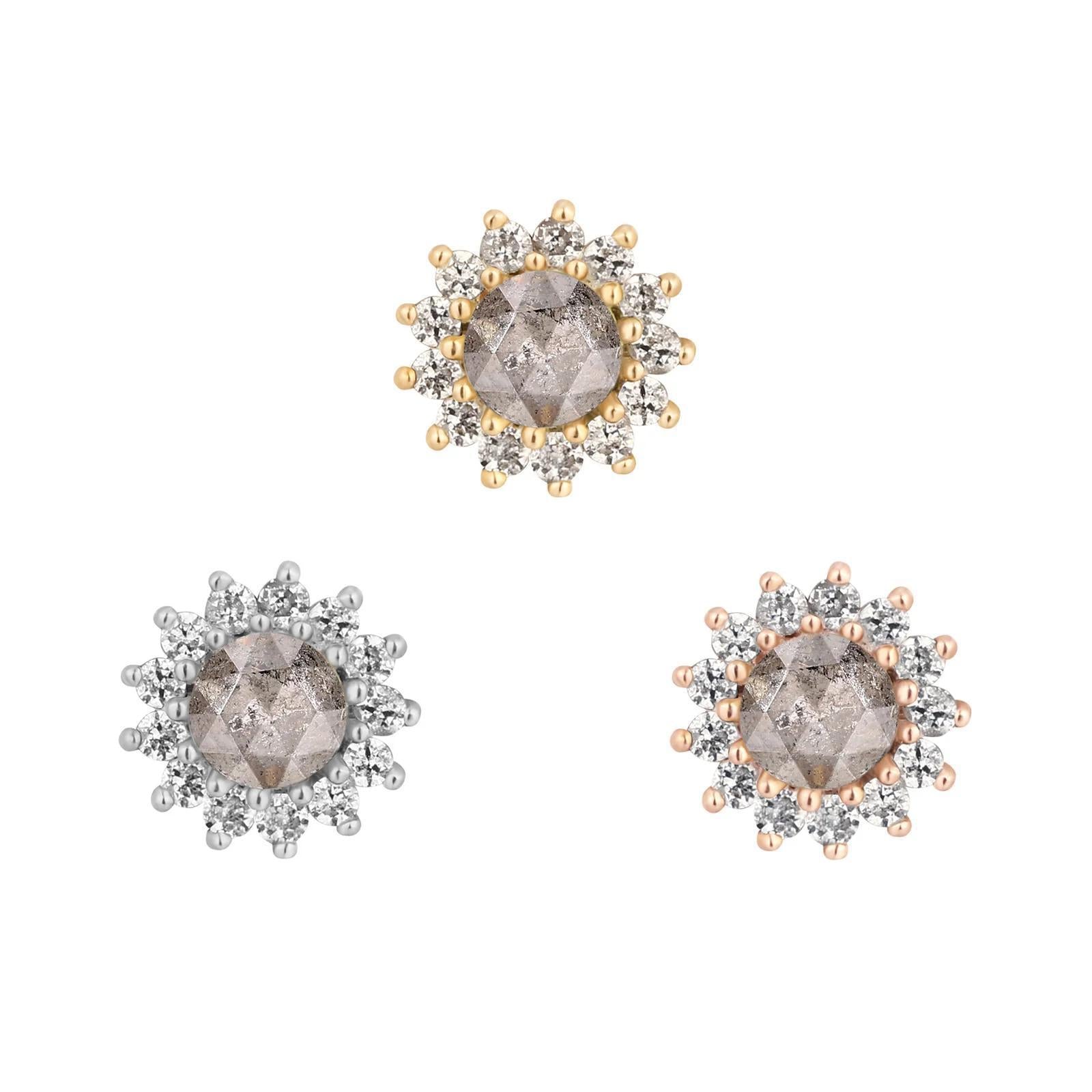 Buddha | 14k gold | Delphine | Grey Diamond + White Sapphire