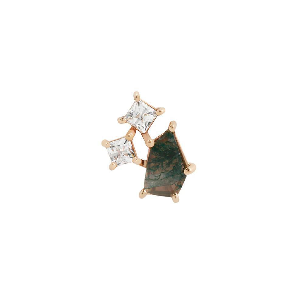 Buddha | 14k gold | Lyra | Moss Agate + CZ