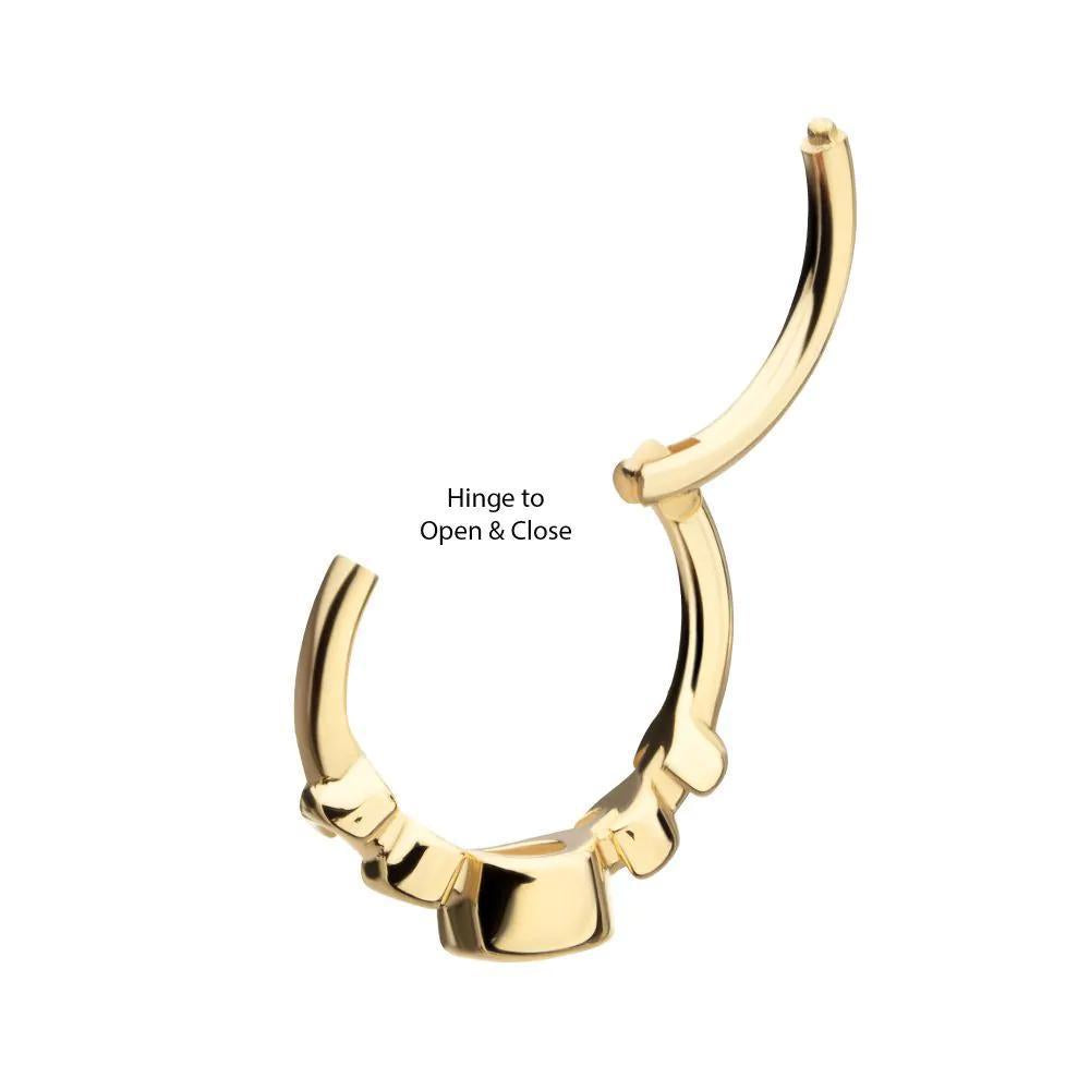 Invictus | 14k gold | Side Facing Hinged Hoop | 3mm Gem + Moon Phases