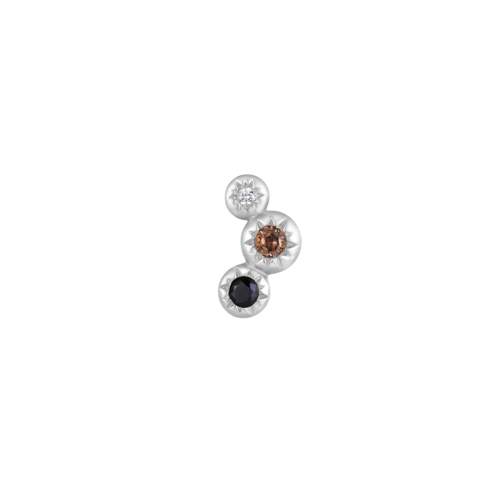 Buddha | 14k gold | Dig It | White Sapphire + Smoky Quartz + Black Spinel