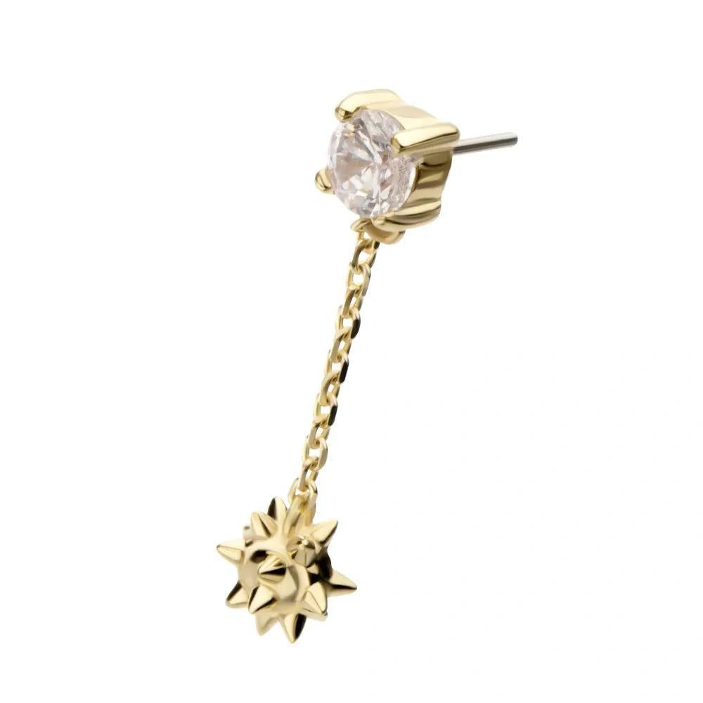 Invictus | 14k gold | Prong Set with Mace Dangle |CZ