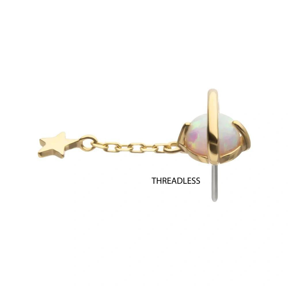 Invictus | 14k gold | Planet with Star Dangle | synthetic White Opal