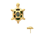 Invictus | 24k Gold PVD Titanium | Threadless Low Profile Land Turtle w/ Gem Top | Cubic Zirconia