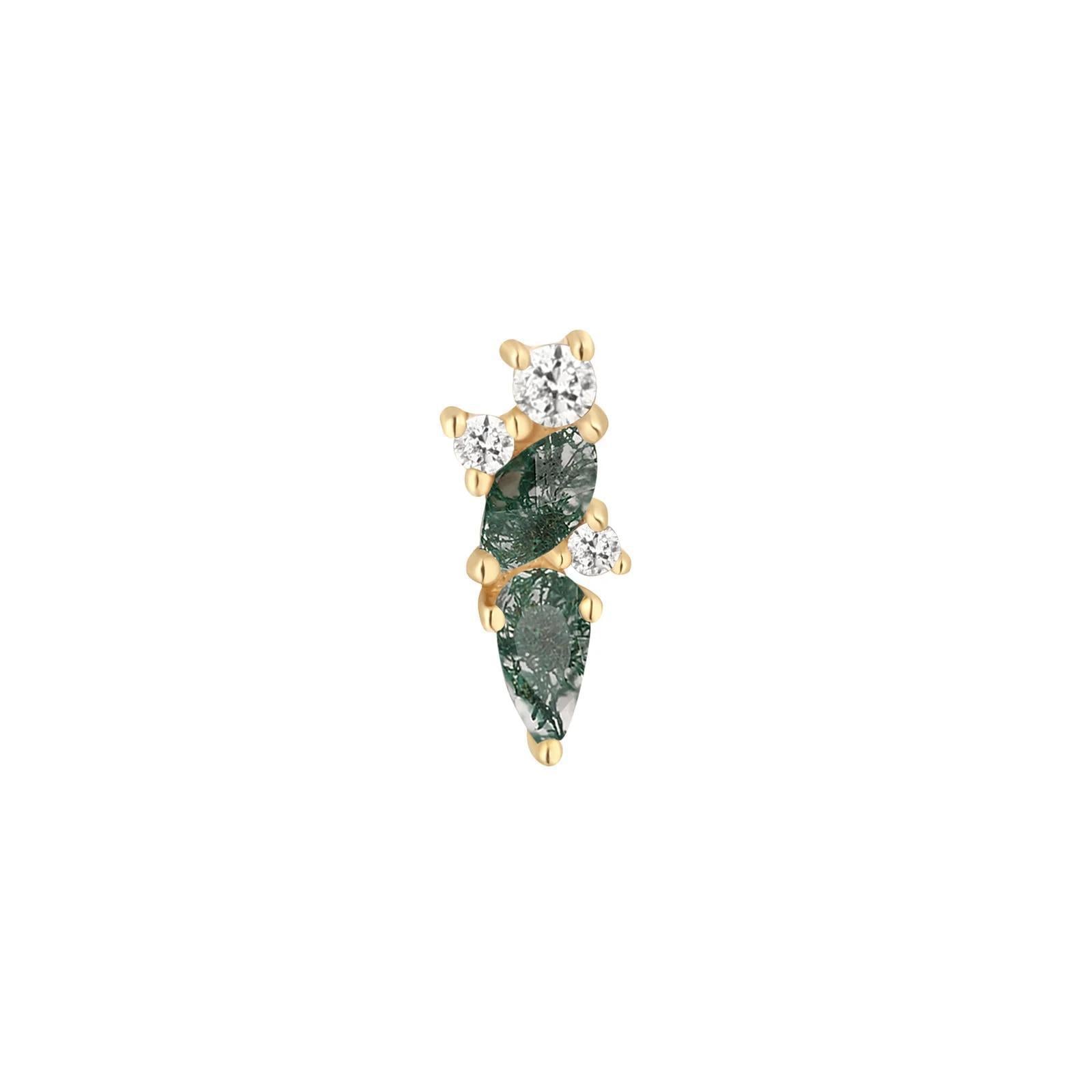 Buddha | 14k gold | Visionary | Moss Agate + White Topaz