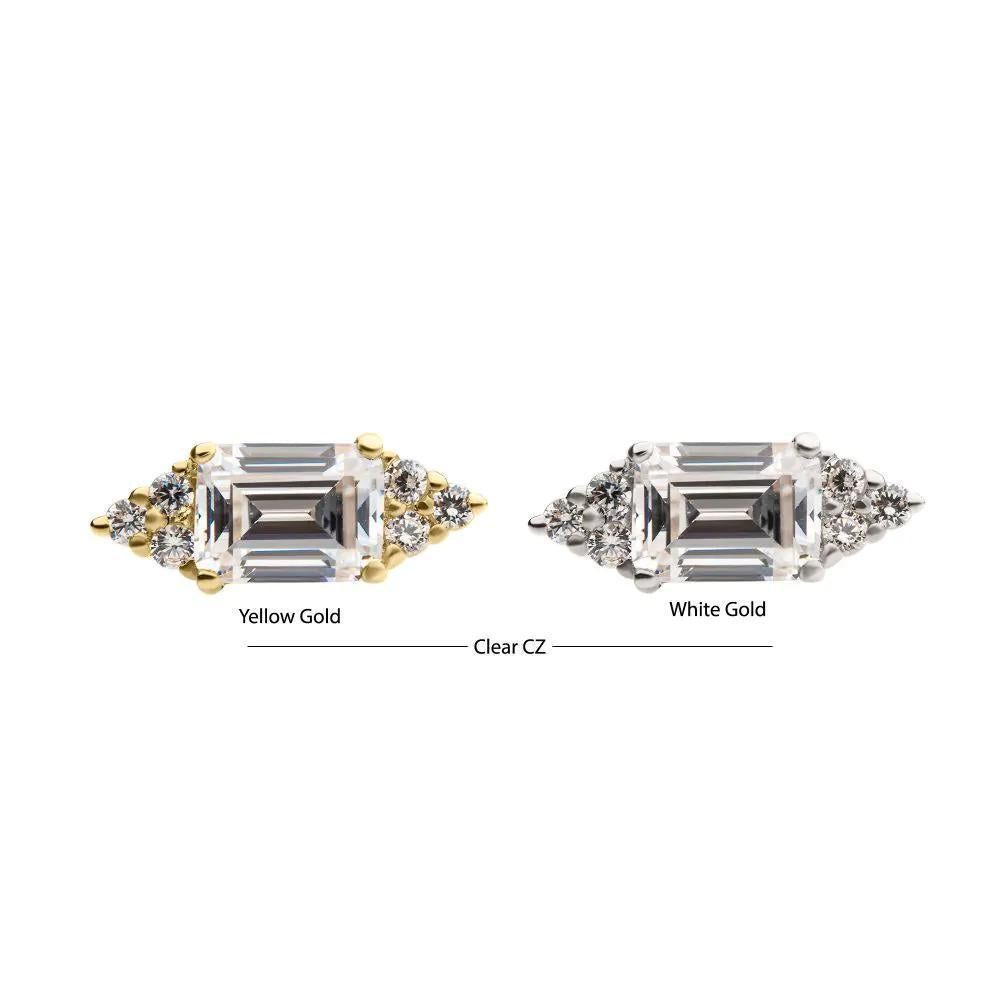 Invictus | 14k gold | Hexagon and Prong Set Baguette | CZ