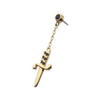 Invictus | 14k gold | Bezel Set Dagger with Dangle | Black CZ