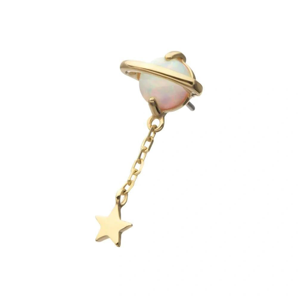 Invictus | 14k gold | Planet with Star Dangle | synthetic White Opal