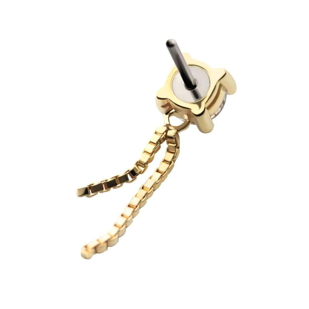 Invictus | 14k gold | Prong Set CZ with Double Box Chain