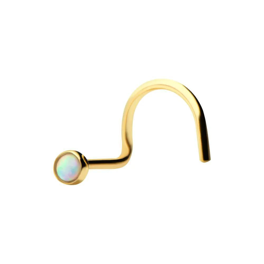 Invictus | 14k gold | Nose Screw | Synthetic Opal