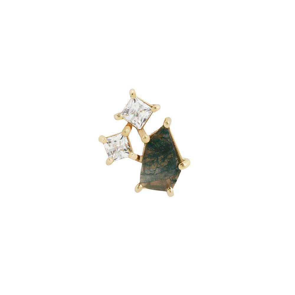 Buddha | 14k gold | Lyra | Moss Agate + CZ