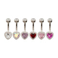 Invictus | Titanium | Internally Threaded Radiant Heart Halo Fixed Bottom Navel | Cubic Zirconia