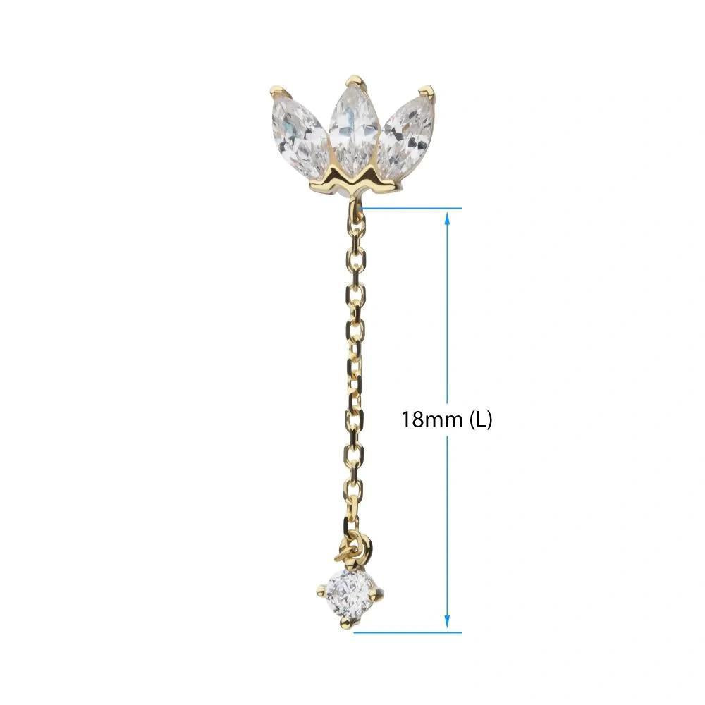 Invictus | 14k gold | Triple Marquise Fan with Chain | CZ