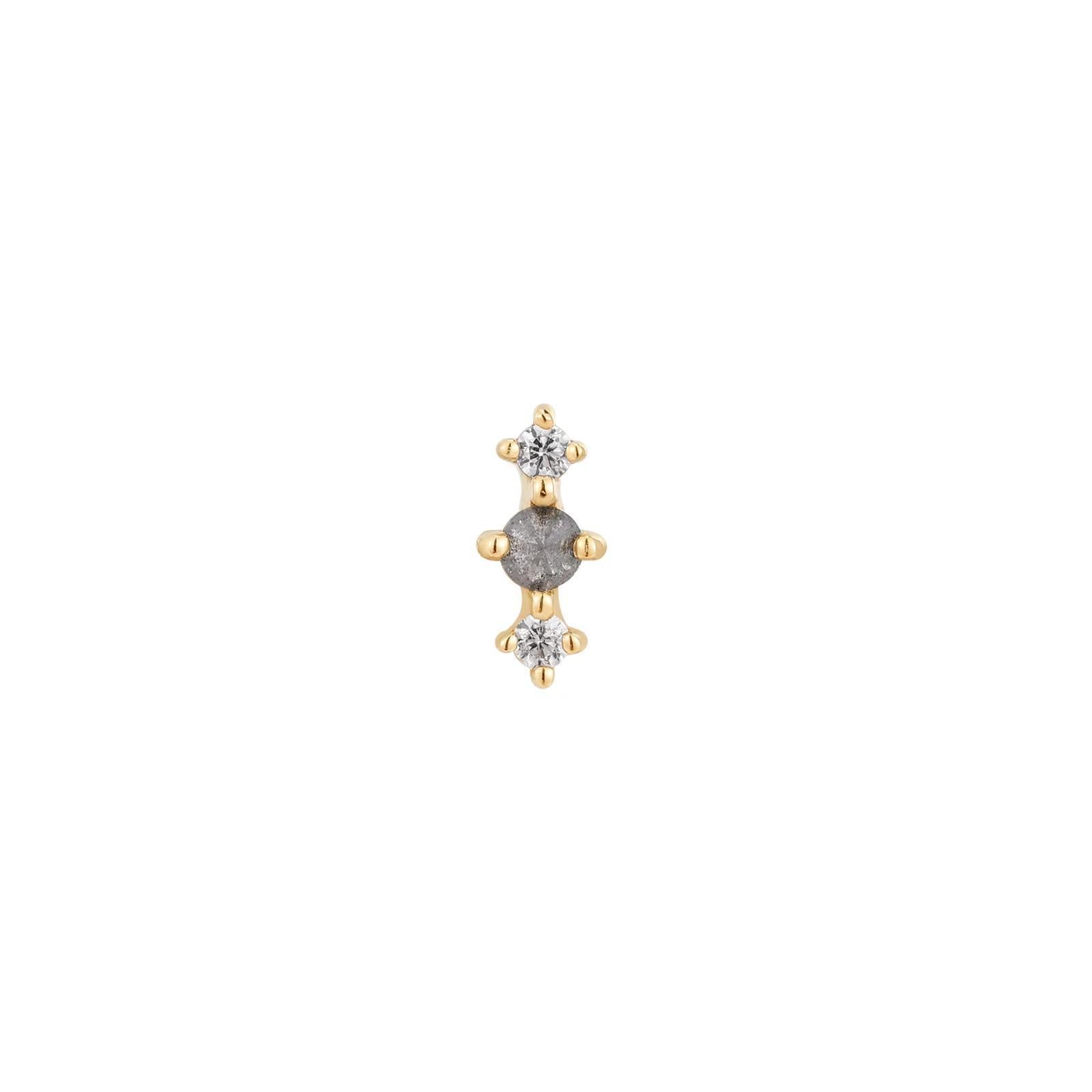Buddha | 14k gold | Ghost Flower | Grey Diamond + CZ