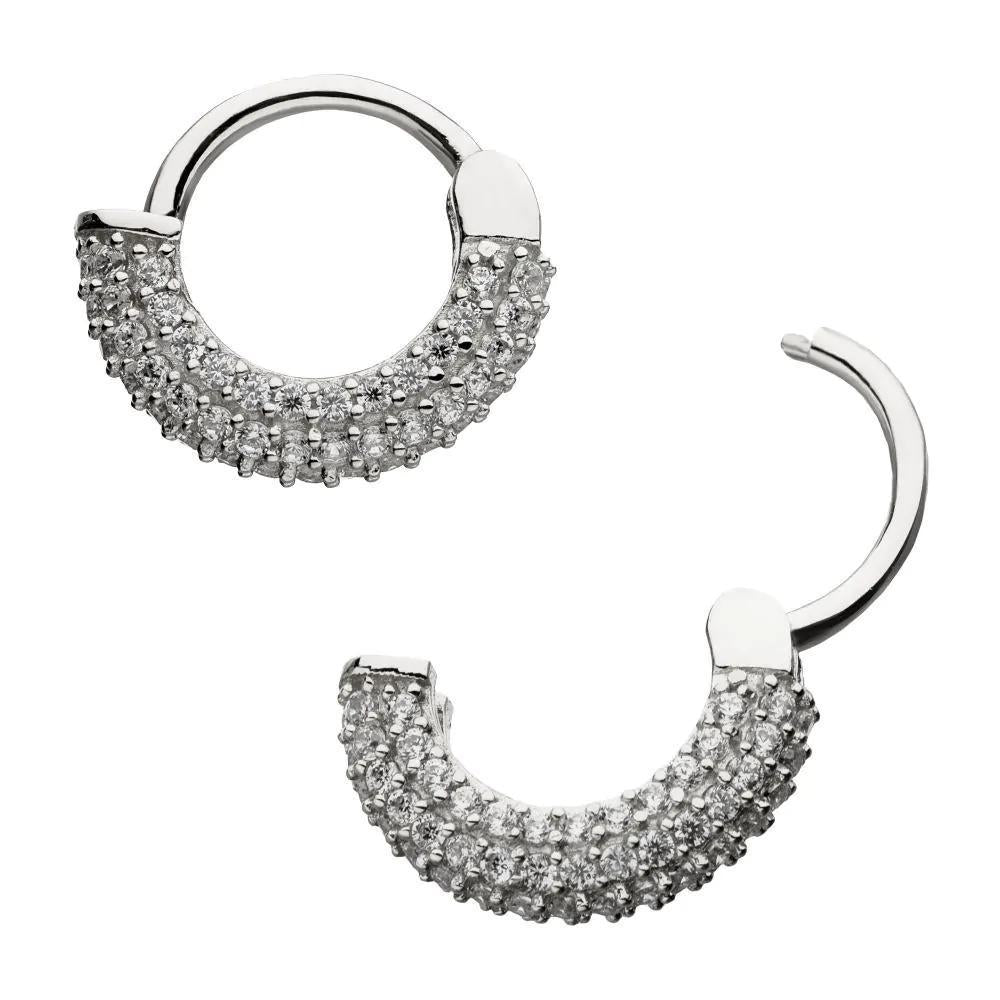 Invictus | 14k gold | Multi-Gem Hinged Hoop | Cubic Zirconia