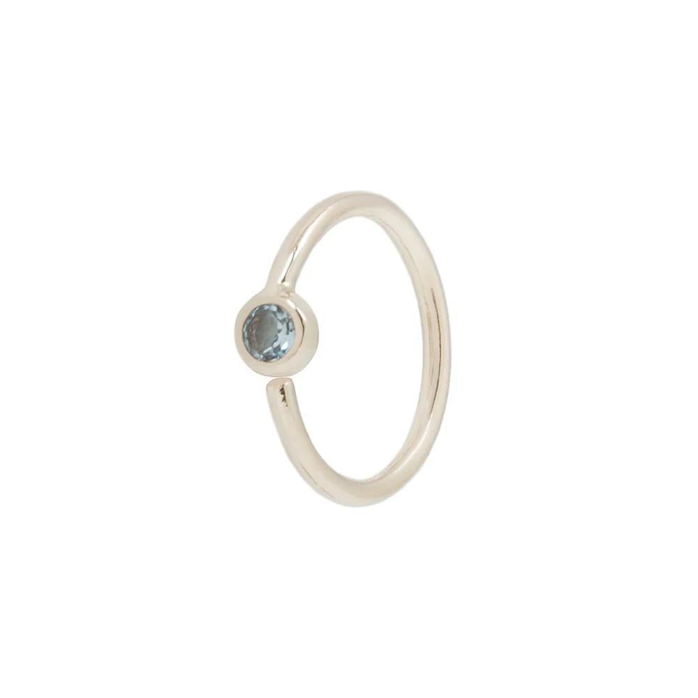 Buddha | 14k gold | Fixed Bezel Bead Ring | Side Set Facing | 2mm London Blue Topaz
