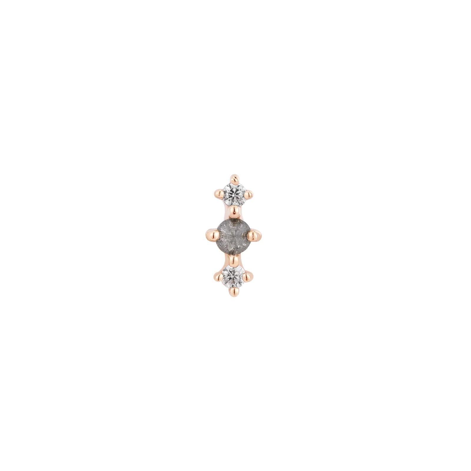 Buddha | 14k gold | Ghost Flower | Grey Diamond + CZ