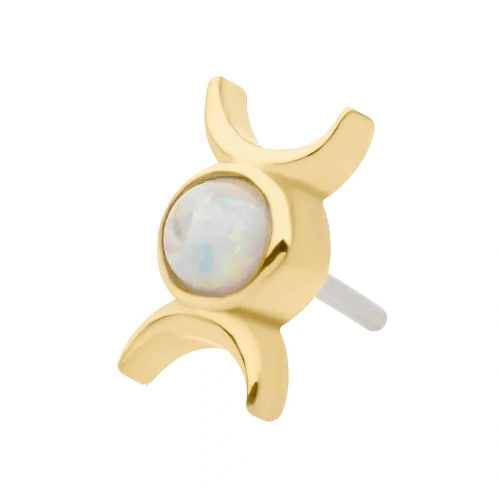 Invictus | 14k gold | Triple Goddess Moon | synthetic White Opal