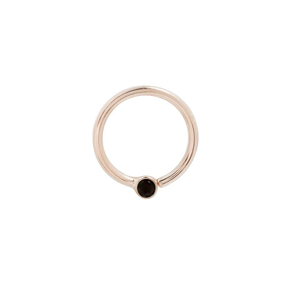 Buddha | 14k gold | Fixed Bezel Bead Ring | 2mm Black Spinel