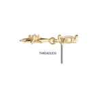 Invictus | 14k gold | Marquise with Prong CZ Gem North Star Dangle Top | Clear CZ