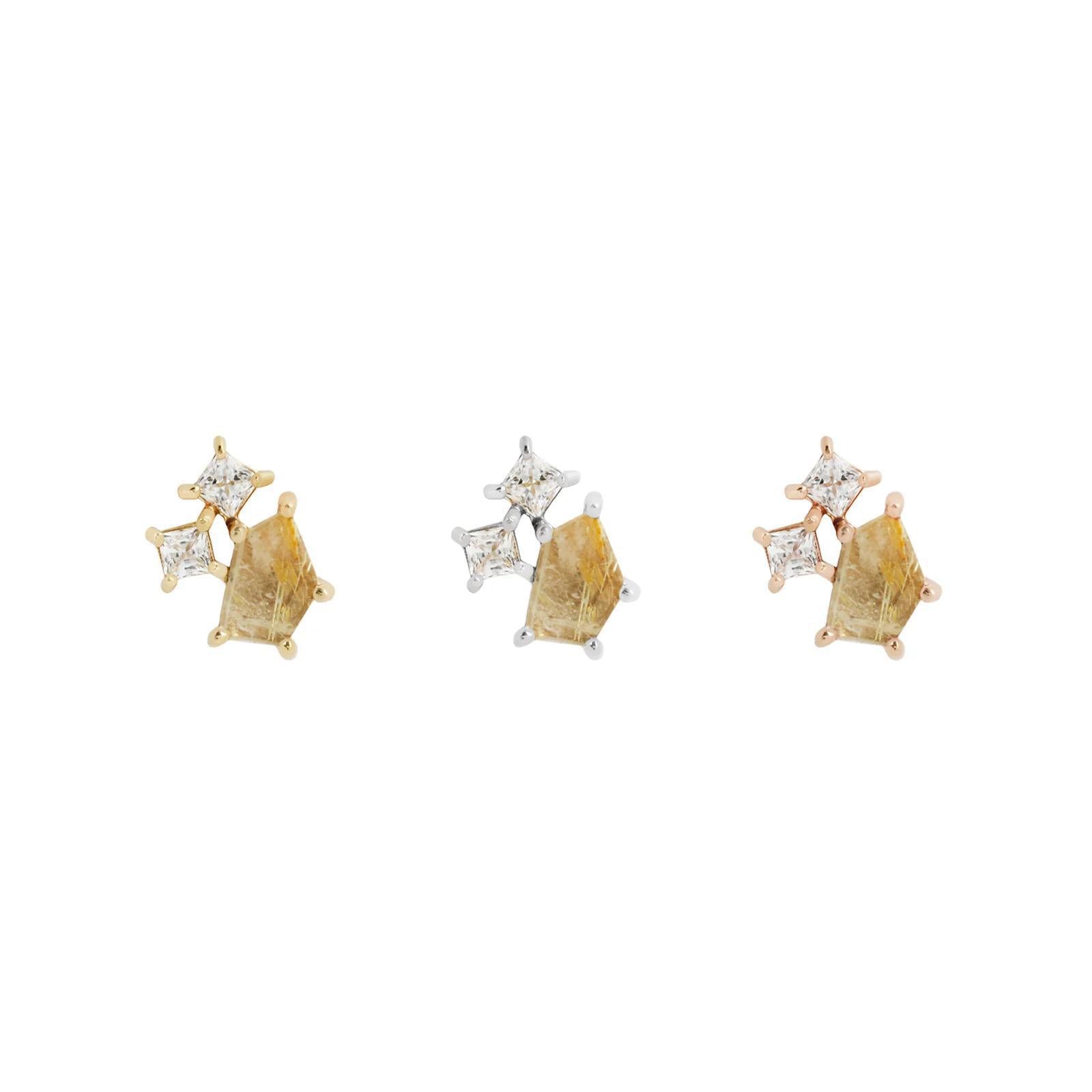 Buddha | 14k gold | Lyra | Rutilated Quartz + CZ