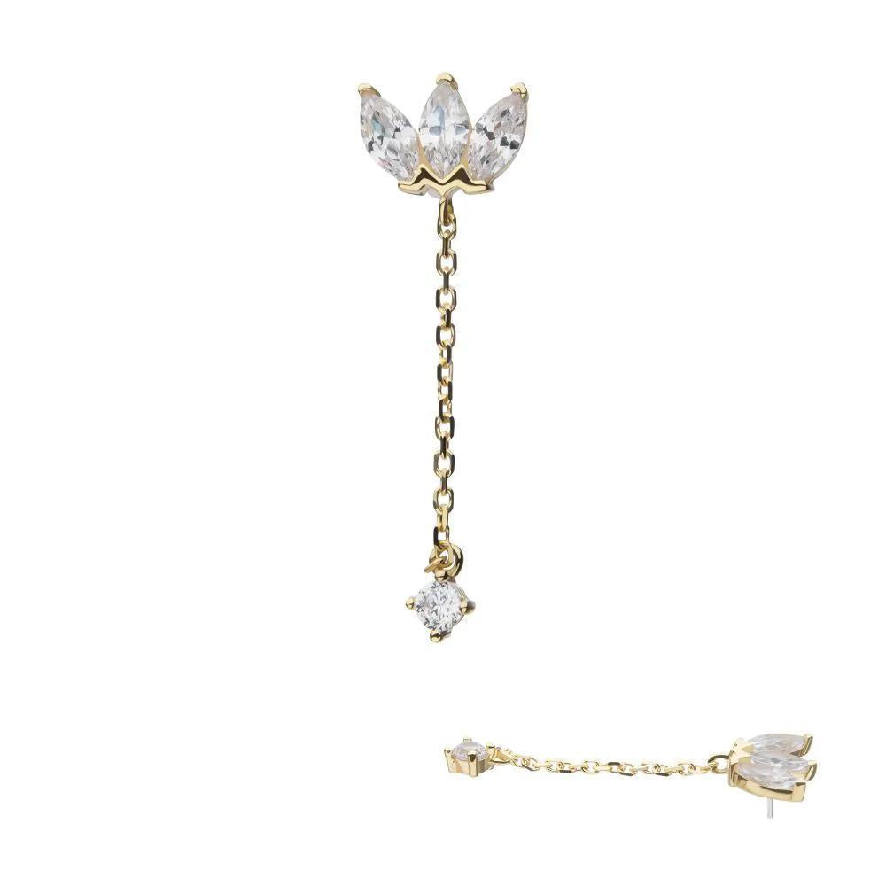 Invictus | 14k gold | Triple Marquise Fan with Chain | CZ