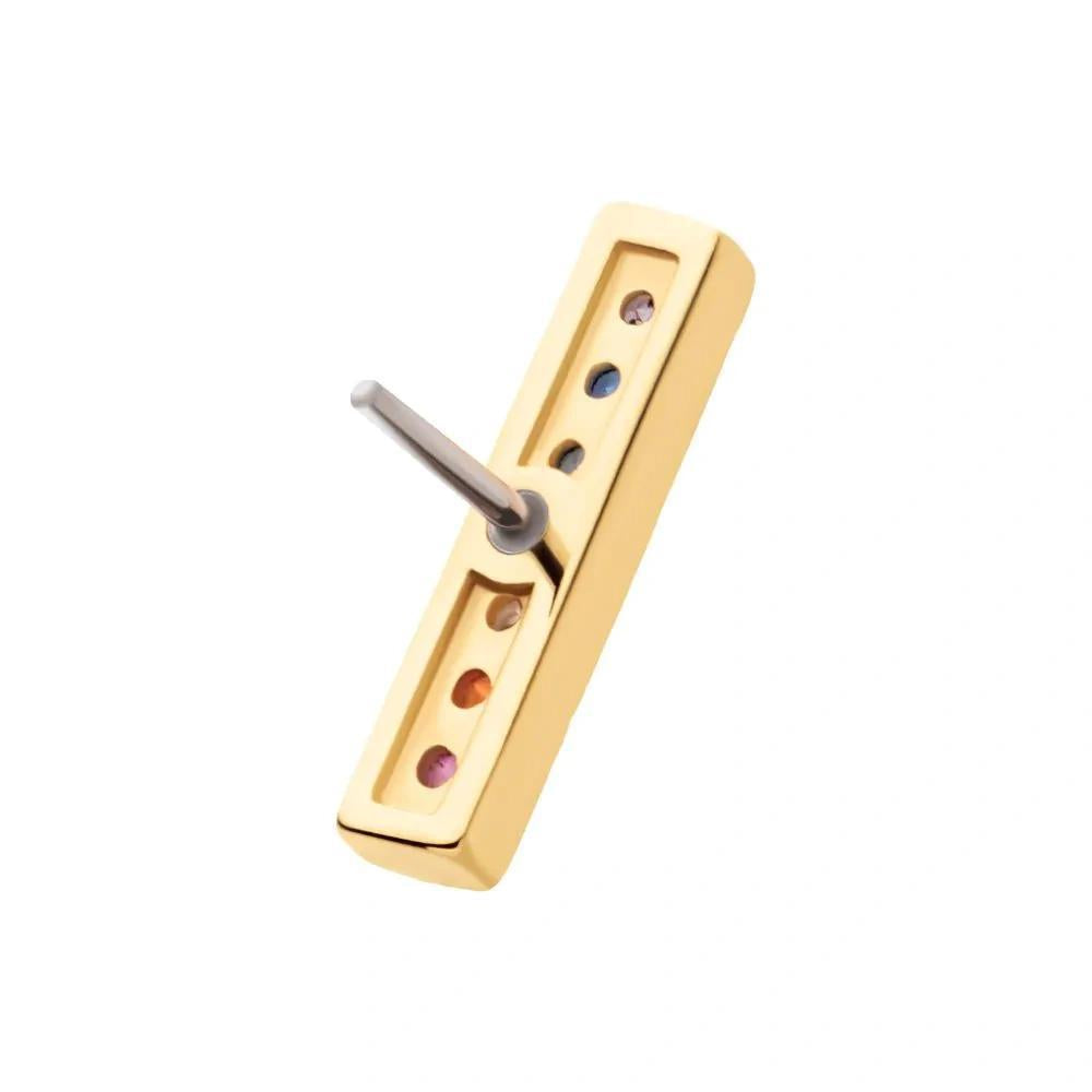 Invictus | 14k gold | Prong Set Cluster Bar | Rainbow CZ