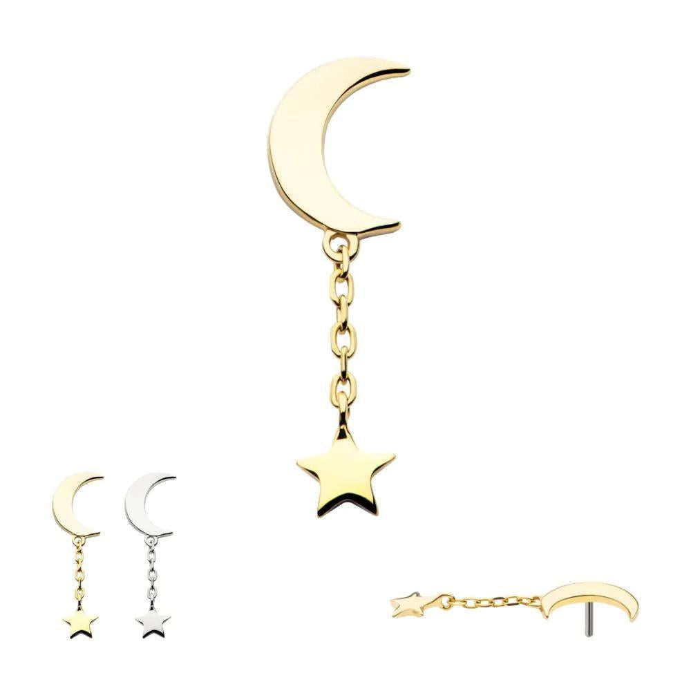 Invictus | 14k gold | Moon with Star Dangle