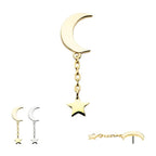 Invictus | 14k gold | Moon with Star Dangle