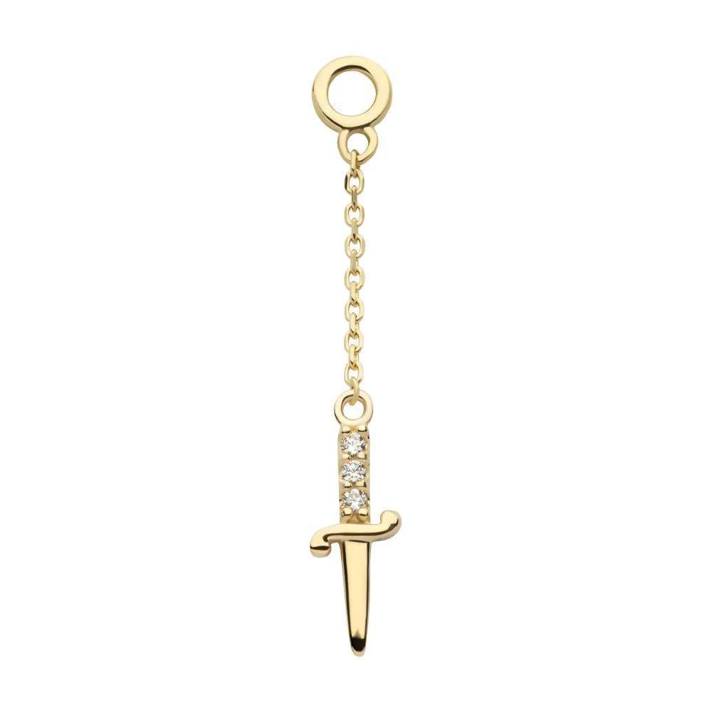 Invictus | 14k gold | 3-Cluster Dagger Dangle | CZ