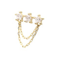 Invictus | 14k gold | Triple Cluster Star CZ Gem Top with 2-Tier Chain Dangle | Clear CZ