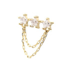 Invictus | 14k gold | Triple Cluster Star CZ Gem Top with 2-Tier Chain Dangle | Clear CZ