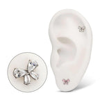 Invictus | Titanium | Threadless Bow Gem Top | Cubic Zirconia