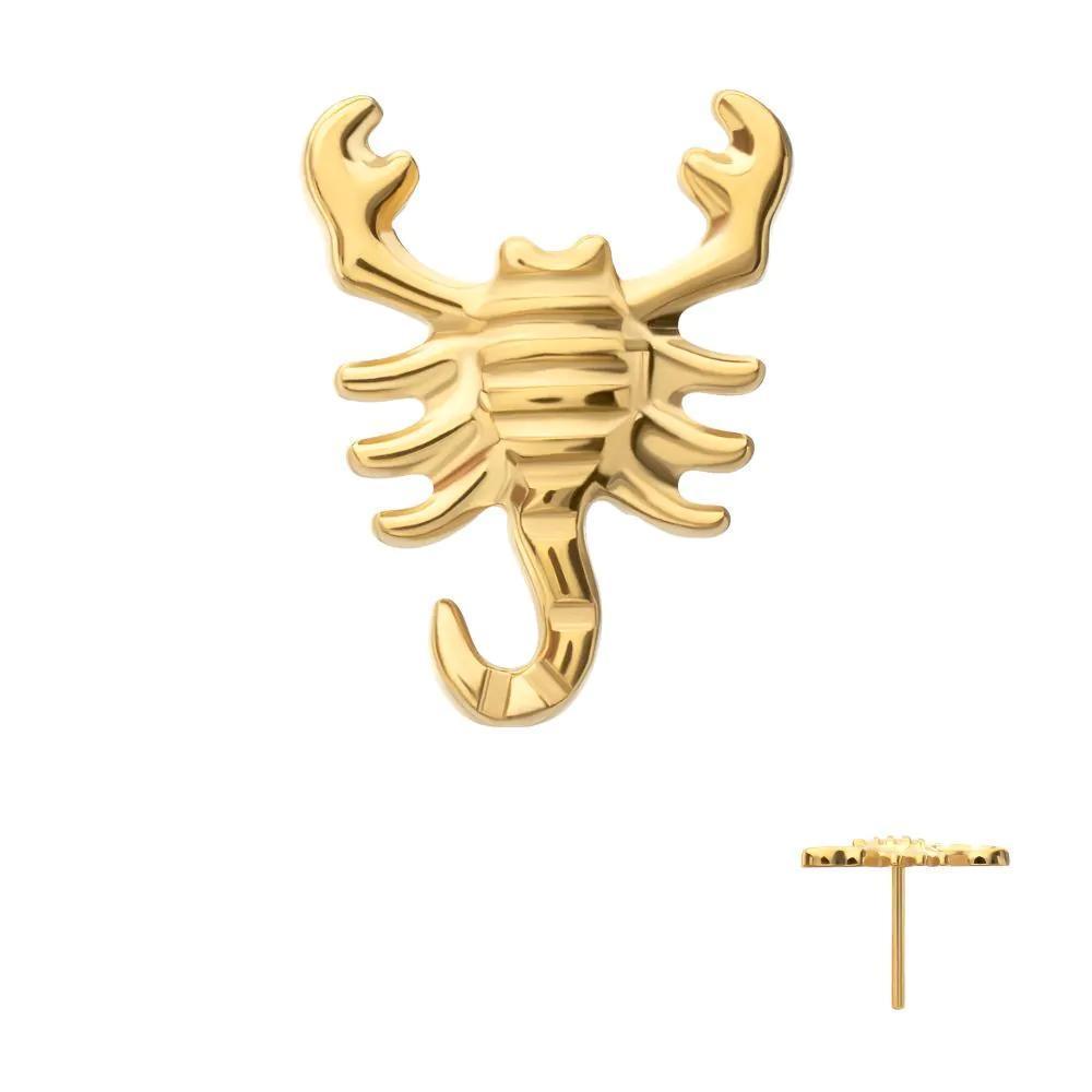 Invictus | 24k Gold PVD Titanium | Threadless Low Profile 3D Scorpion Top