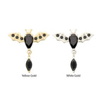 Invictus | 14k gold | Prong Set Bat with Dangle | Black CZ
