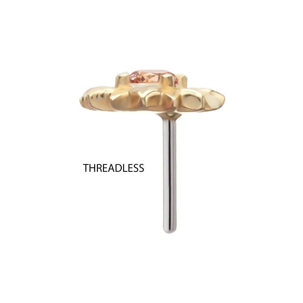 Invictus | 14k gold | Prong Set Gem Sunflower Top | Champagne CZ