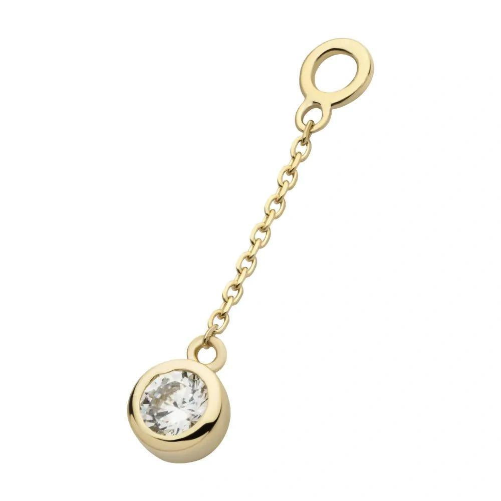 Invictus | 14k gold | Bezel Set Dangle Charm | CZ