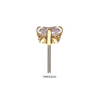 Invictus | 14k Gold | Threadless 3-Prong "Icon Heart" Gem Top | Cubic Zirconia
