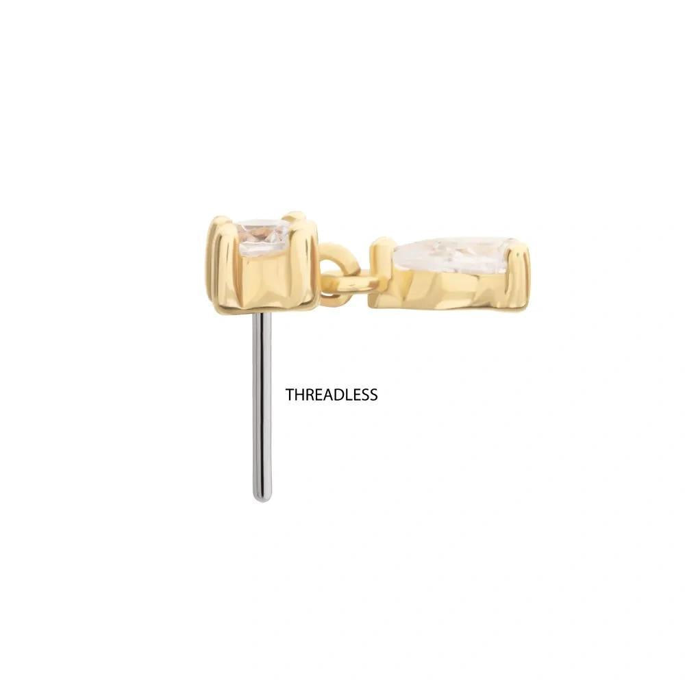 Invictus | 14k gold | Prong Set with Teardrop Dangle | CZ