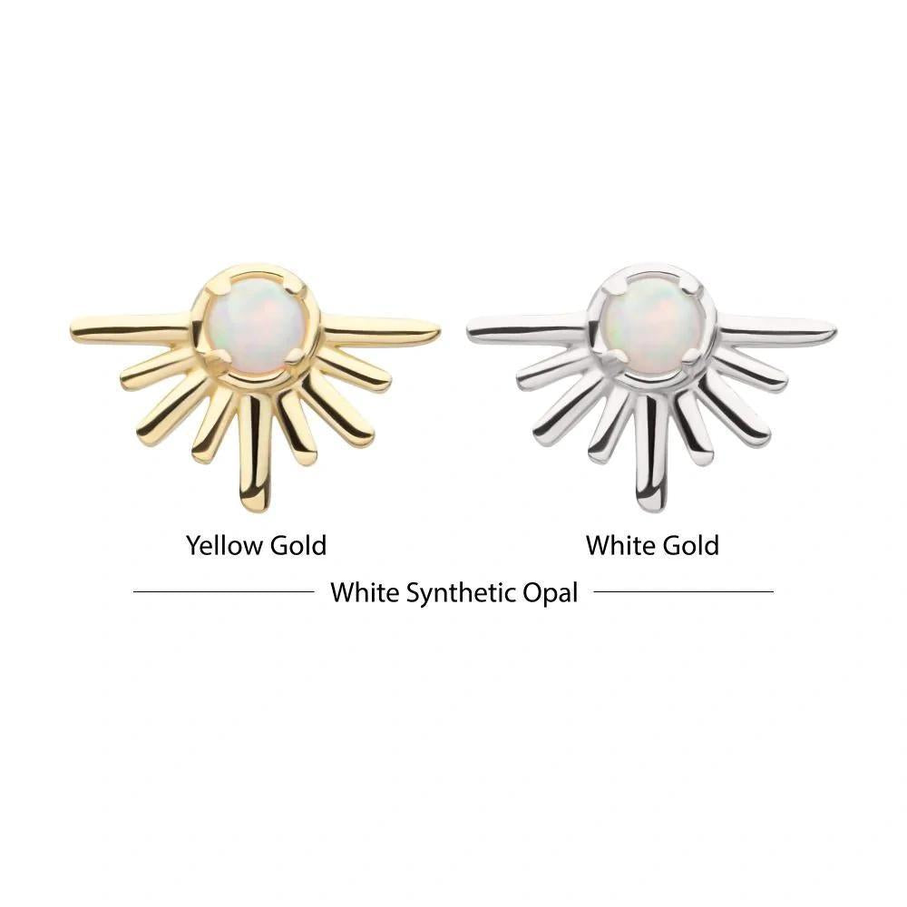 Invictus | 14k gold | Half Starburst | synthetic White Opal