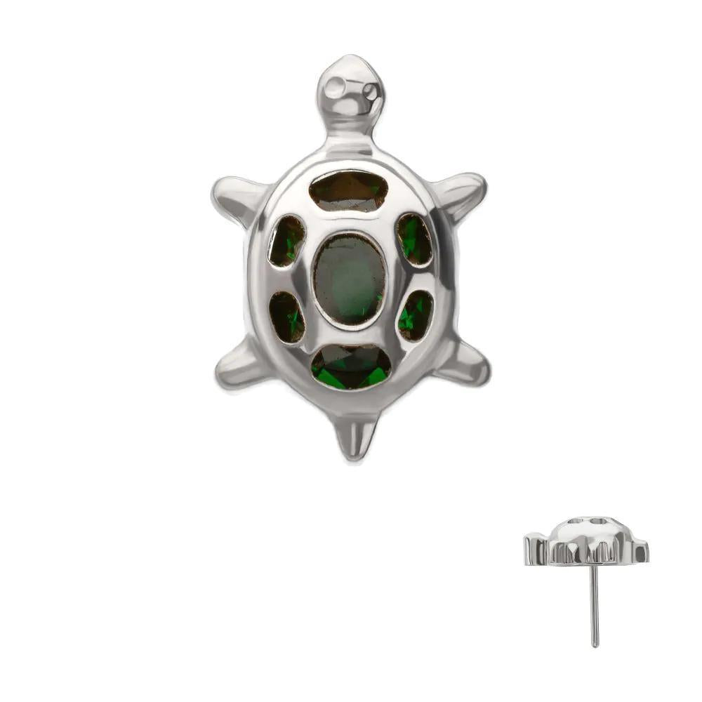 Invictus | Titanium | Threadless Low Profile Land Turtle Top w/ Gem | Cubic Zirconia