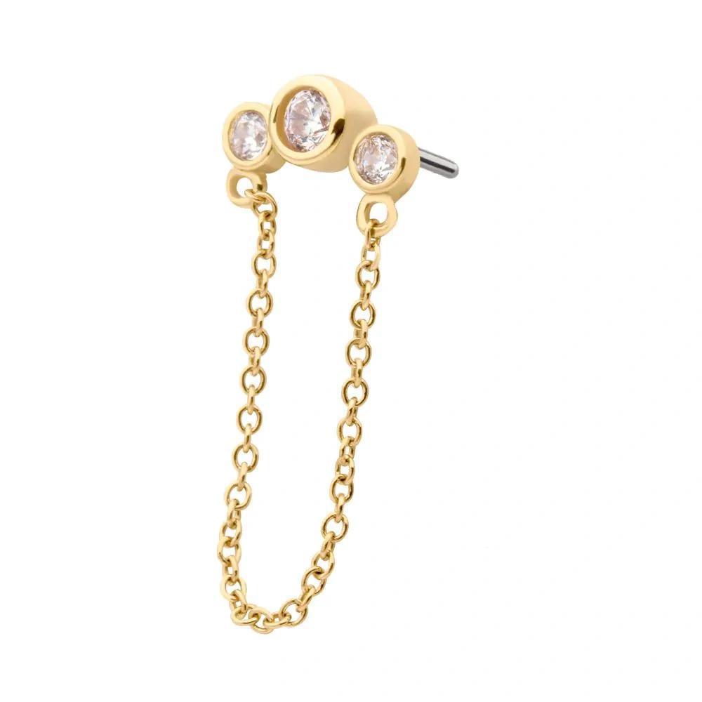 Invictus | 14k gold | Triple Bezel with Chain | CZ