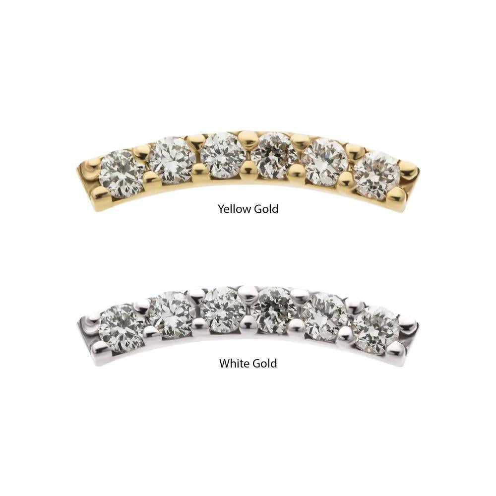 Invictus | 14k gold | Curved Bar Top with 6-Cluster Prong Set Lab-Grown Diamonds | Lab-Grown Diamond