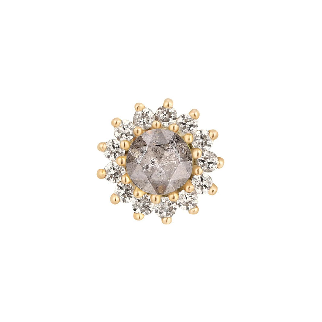 Buddha | 14k gold | Delphine | Grey Diamond + White Sapphire