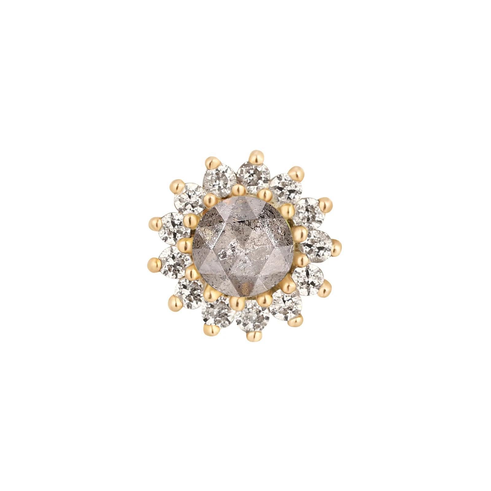 Buddha | 14k gold | Delphine | Grey Diamond + White Sapphire
